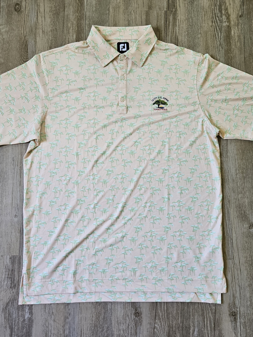 FootJoy Light Orange Polo Tree Print 121st U.S Open Torrey Pines Golf Polo Large